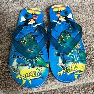 Mickey Mouse Welcome to Florida Flip Flops Sandals.